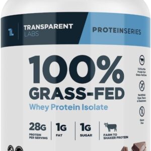Transparent Labs Grass-Fed Whey Protein Isolate – Naturally Flavored, Gluten Free Whey Protein Powder with 28g of Protein per Serving & 9 Amino Acids – 30 Servings, Milk Chocolate