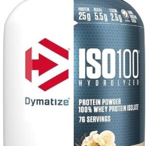 Dymatize ISO 100 Whey Protein Powder with 25g of Hydrolyzed 100% Whey Isolate, Vanilla 5 Pound, Package may vary