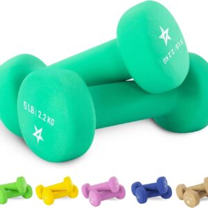 Yes4All Neoprene Coated Dumbbell Hand Weight Sets of 2 – Multiple Weight Options with 15 Colors, Anti-roll, Anti-Slip, Hexagon Shape