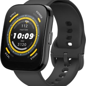 Amazfit Bip 5 Smart Watch 46mm, GPS, Amazon Alexa Built-in, Bluetooth Calling, 10-Day Battery, Heart-Rate & VO2 Max, Sleep Health Monitoring, AI Fitness Tracker App, for Android & iPhone, Black