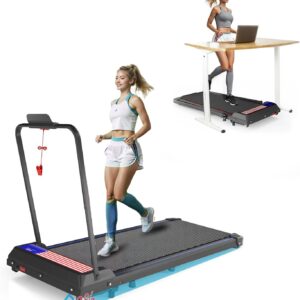 2 in 1 Portable Treadmill and Walking Pad for Home/Office, Foldable with Remote Control, APP, and LED Display