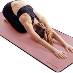MICRODRY Deluxe Fitness Exercise Yoga Mat for Home & Gym, Extra Thick for High Impact Training, Multi Layered Skid Resistant Surface, Odor Neutralizing with Carrying Strap