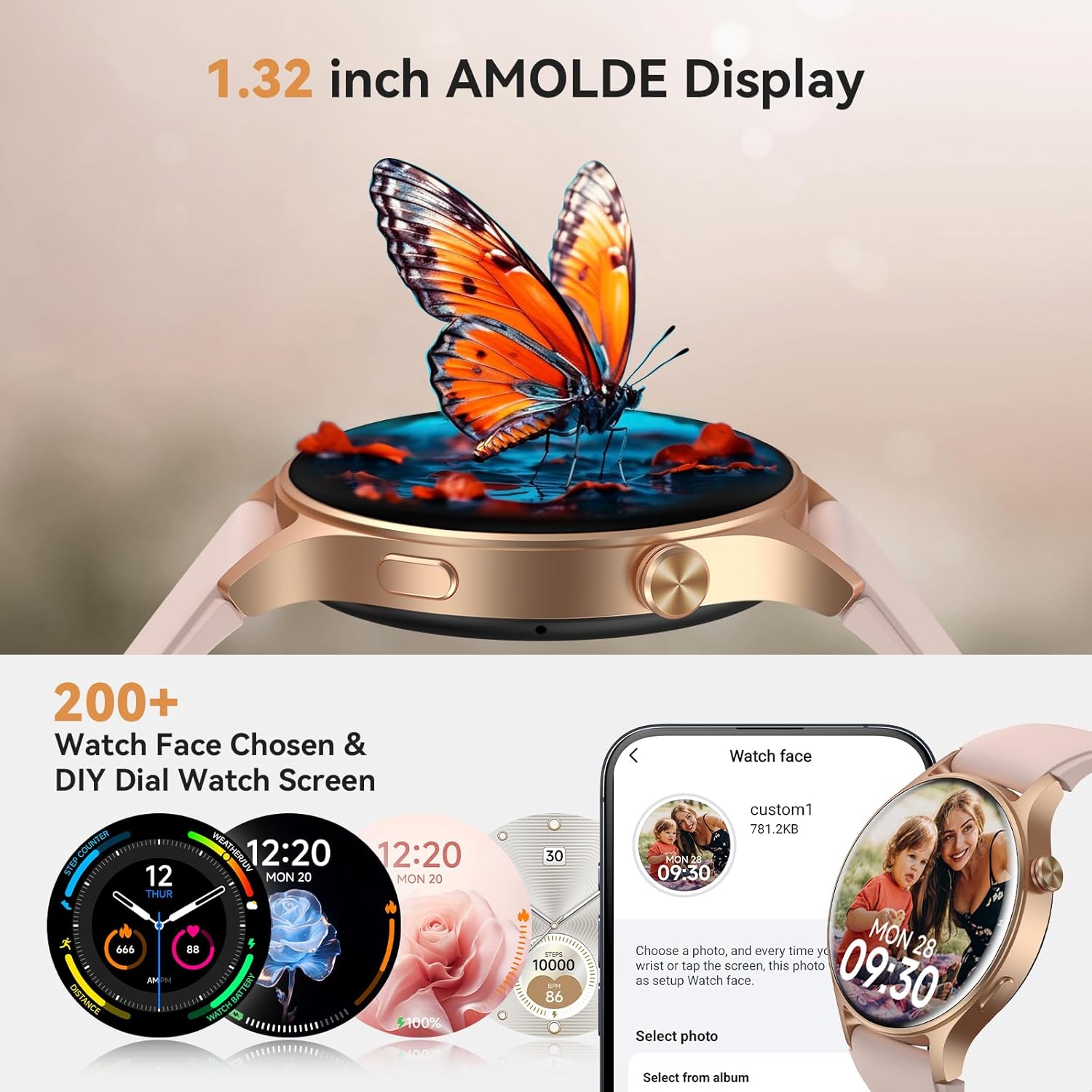 aeac Smart Watch for Women, AMOLED Ultra-Clear Screen Activity Trackers with Heart Rate/Sleep/SpO2 Monitor, Smartwatch for iPhone/Samsung/Android, 110+ Sport Modes Waterproof Fitness Reloj Inteligente - Image 5