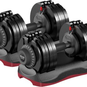 Ativafit 27.5 LBS/66LBS/88LBS Adjustable Dumbbell Set with Anti-slip Handle 12 In 1 Quick Dial Adjustment Weights With Safety Locking Button Space Saving Strength Training for Full Body Home Gym Workout