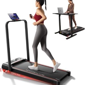 RHYTHM FUN Treadmill with Incline, Walking Pad Treadmill with Handle Bar, 300lbs Foldable Treadmill Incline with APP, Portable Folding Treadmills for Home/Office with Low Noise