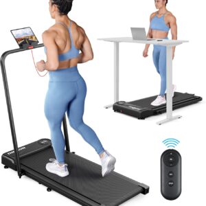 THERUN Walking Pad, 2.5 HP Under Desk, 2 in 1 Foldable for Home, Walking Pad with Handle Bar, 15″ Widened Running Belt with Remote Control & LED Touch Screen