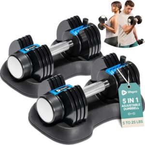 Lifepro Adjustable Dumbbells Set/Single – 15lb 43lb 55lb 25 lb Dumbbell Sets with Rack – Quick Adjust, Secure Grip weights dumbbells set – Compact Hand Weights for Women/Men at Home Gym