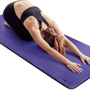 MICRODRY Deluxe Fitness Exercise Yoga Mat for Home & Gym, Extra Thick for High Impact Training, Multi Layered Skid Resistant Surface, Odor Neutralizing with Carrying Strap
