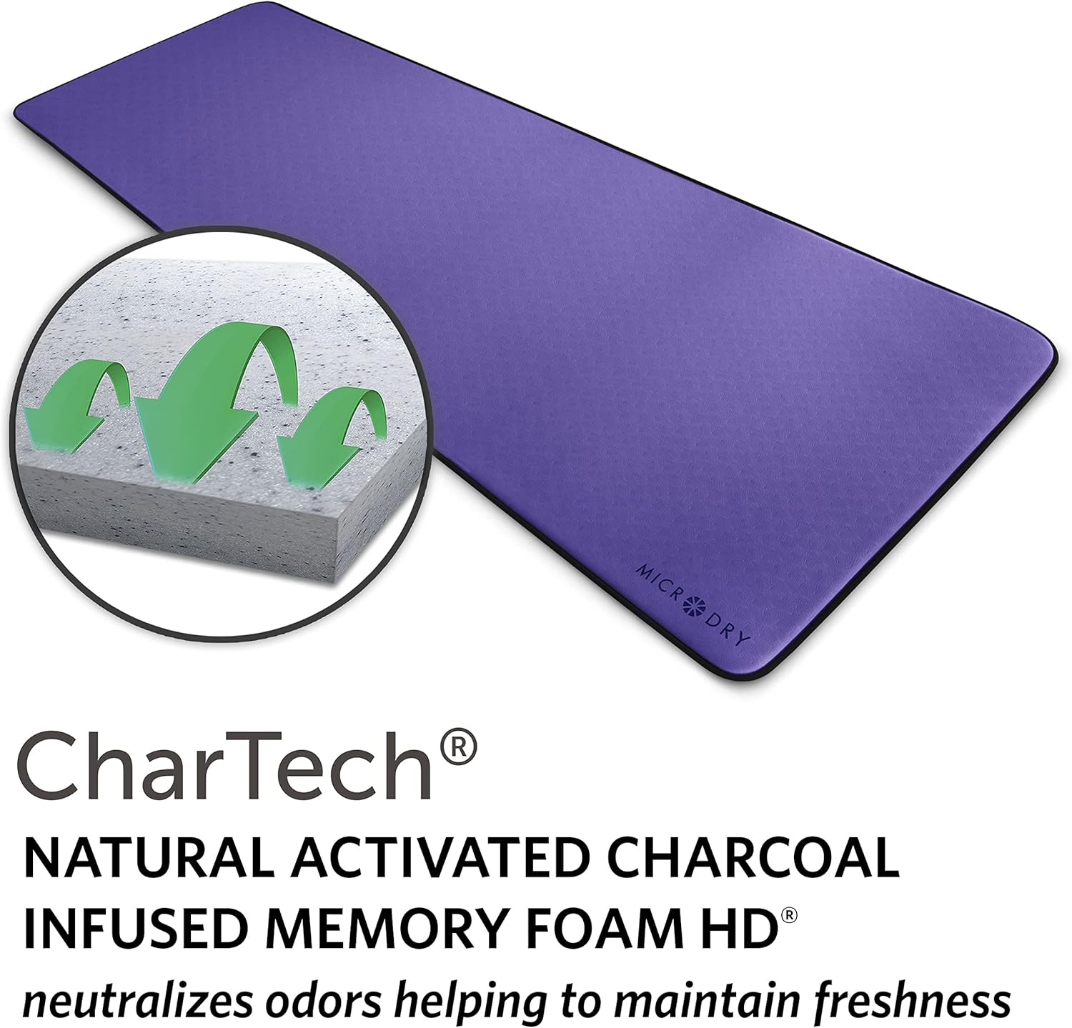 MICRODRY Deluxe Fitness Exercise Yoga Mat for Home & Gym, Extra Thick for High Impact Training, Multi Layered Skid Resistant Surface, Odor Neutralizing with Carrying Strap - Image 3