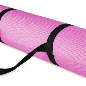 All Purpose 1/4-Inch High Density Anti-Tear Exercise Yoga Mat with Carrying Strap, Multiple Colors