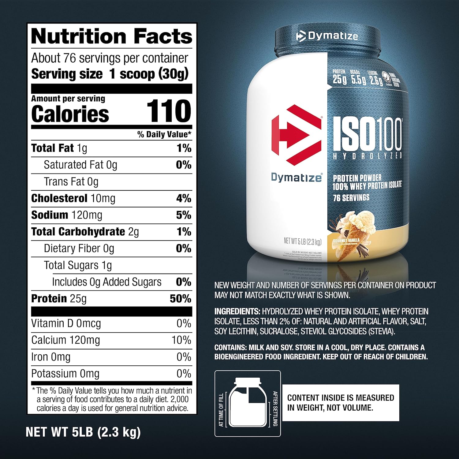 Dymatize ISO 100 Whey Protein Powder with 25g of Hydrolyzed 100% Whey Isolate, Vanilla 5 Pound, Package may vary - Image 8